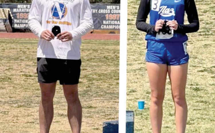 Nazareth Kayle Rogers qualified for the Texas UIL State Track Meet by placing second in the Shot Put event this past weekend at the Regionals competition held at South Plains College. Coming in just shy of qualifying for state was Maddie Brockman who place third in the 400-meter dash.