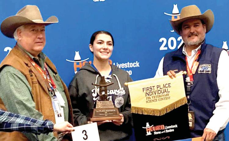 Naz FFA Gracie White won the individual Veterinary Science contest at the Houston Livestock Show.
