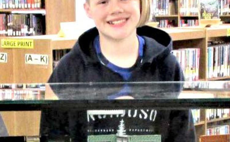 Rhoads Memorial Displayer for January is Griffin Neinast is showing off his collection of Legos’ creations. He is the10-year-old son of Abby and Cody Neinast of Dimmitt.