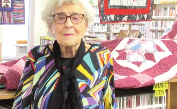 Local quilter Doris Lust is displaying some of her creations at Rhoads Memorial Library in anticipation of the upcoming Ogallala Quilt Festival.