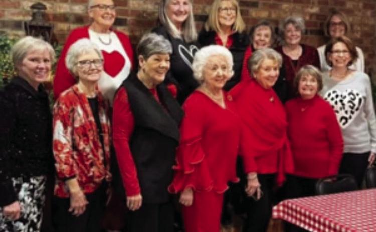 Progressive study club celebrated Valentines with husbands at Tule Lake Golf bar and Grill. Members and guests attending were Jeanne Todd, Emily Keese, Nancy Montague, Marilyn Foster, Sheran Childress, Tangy Garrison. Front row-Debbi Criswell, Richelle Cullifer, Ka Wilfong, Glenna Crooks, Cheryl Swinburn, Jan Irlbeck and Celeste Howard.