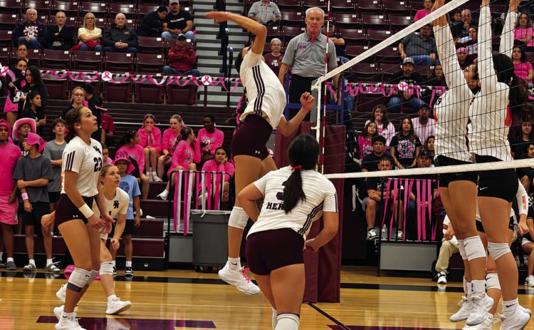 The Hereford Lady Whitefaces are in the thick of the playoff race in District 4-4A. Hereford and West Plains are tied with 6-4 district records battling for third place. Above, the Lady Herd defeated Dumas at home Saturday. (Courtesy photo/Bryan Hedrick)