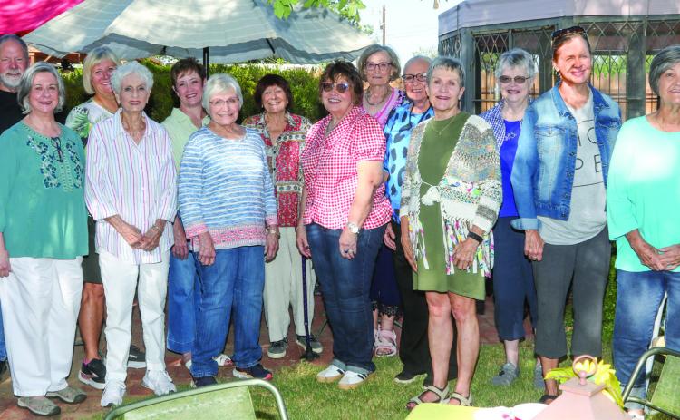 Swisher Briscoe Retired School Personnel had a Backyard Brunch to start their new year. The Brunch was held in the back yard of Tom Davey. Special guests were District 16 Officers. Pictured are Back Row: Bobby Moudy, Nancy House, Jennifer Straun, Carolyn Cobb, Shirley Dalluge, Jeanne Todd, and Sheila Via. Front Row: Dorothy Hulsey, Pat Devin, Karen Barnett, Tammy Price, Gwyn Ann Shannon, Renee Hartman, and Pegi Russell