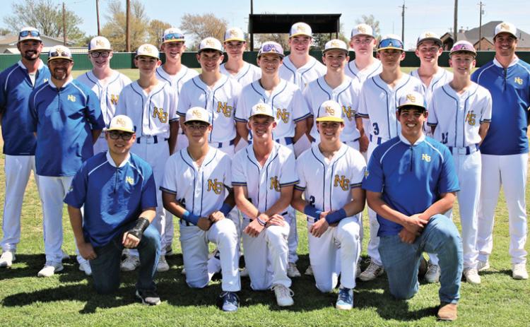 The Nazareth Swifts Baseball team won the District Championship defeating Springlake, 11-0. Team members include (back row, left to right) Coach Mitchell Parsley, Pierce Wilhelm, Jett McLarty, Dayne Schulte, Beck Paulsen, Collin Kimball, Rhett Ethridge, Head Coach Tyler Goodwin, (middle row) Coach Nathan Branum, Cooper Schulte, Zane Schulte, Cameron Pohlmeier, Lincoln Pohlmeier, Tripp Ethridge, Trapper Neill, (front row) Aiden Chea, Alejandro Guerrero, Reid Backus, Breck Proctor and Jesse Acker