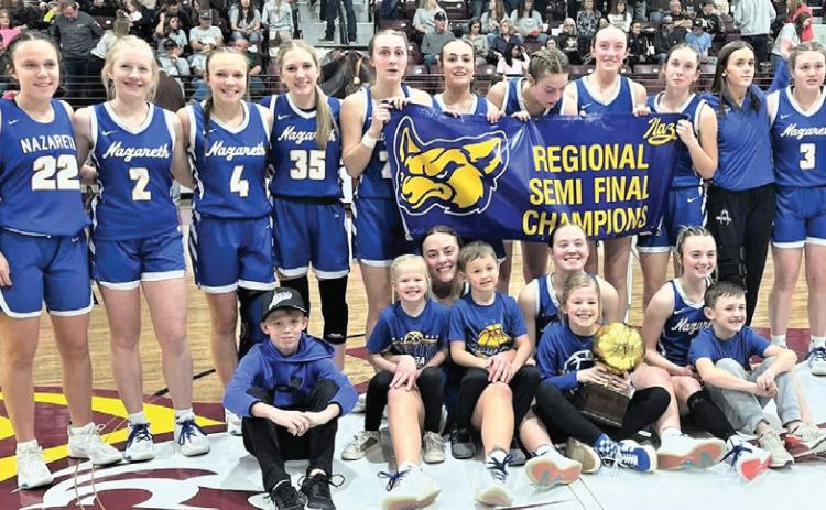 The Nazareth Swiftettes are continuing their march through the playoffs and have advanced to the Regional championship game after beating the Sands Lady Mustangs this past Monday. The teams beat Pringle-Morse in bi-district, McLean in area to reach the semifinals game. They will be competing against either Whitharral or Texline (scores not in as of this time) for the Regional title in hopes of punching a ticket to the State basketball tournament.