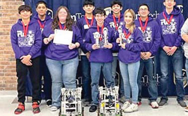 Dimmitt Robotics waltzed home with a District title and will advance to Regionals. Team members are Keen Hernandez, Joel Grado, Promise Herrera, Eric Duenas, Juan Cruz, Faith Bell, Daniel Duenes, Pablo Holguin, Enrique Holguin, and Jasiah Tavarez. Coach for the team is Don Bell.