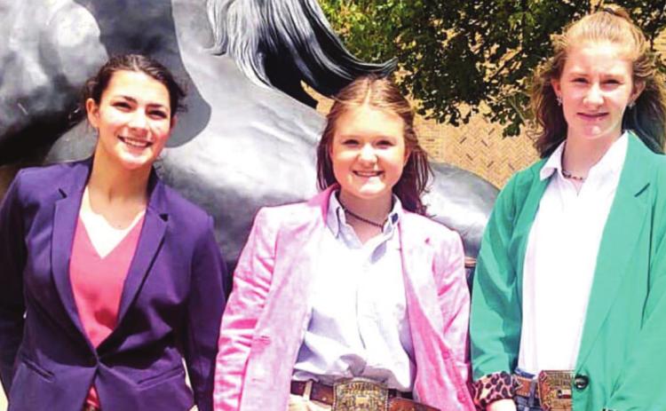 District 2 - 4-H Livestock Judging - Gracie White, Harper Johnson and Emily Durbin.