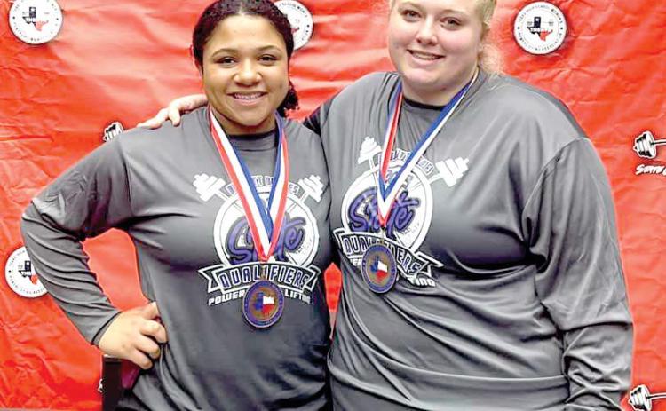 DHS lifters Ni’Khiyah Porras and Allyson Jones collected fourth and first place medals at the THSWPA state powerlifting meet. Jones’ gold medal is a first for DHS at the state level.