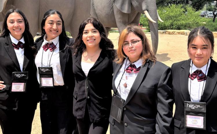 Dimmitt HOSA competed at the Kalahari in Round Rock this past week. Tania Hernandez (Courtesy Corp); Kheyla Casteneda (Health Education); Celeste Moya (Courtesy Corp); Awbrei Martinez (Medical Art Poster, Voting Delegate); and Kenzie Phan (Health Education)