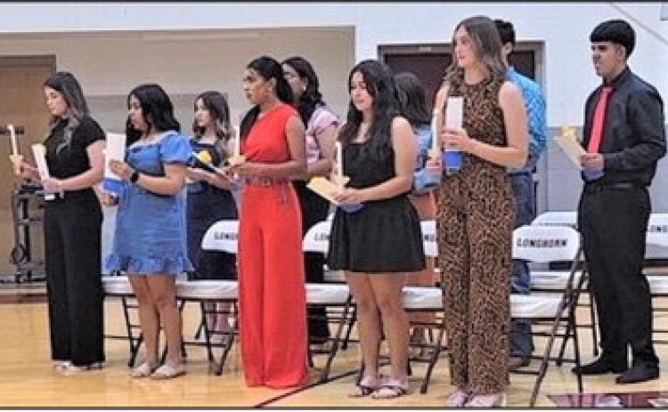 The Hart High School National Honor Society welcomed it newest members: Bri’Anna Nalley, Anahi Espinosa, Marrsia Mendoza, Leslie Dominguez, Braelynn Geopfert, Emily Lujan, Rito Rodriguez, Adamari Morales, Hannah Hernandez and Angel Santana.