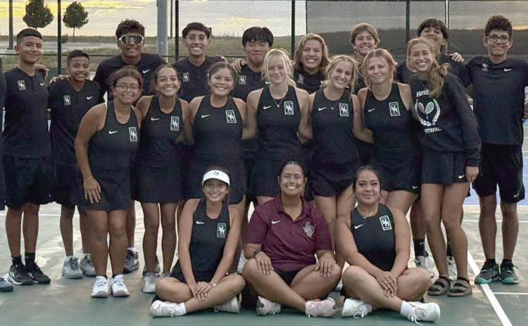 The Hereford High School Tennis Team will take on Andrews Tuesday at 11 a.m. at Frenship High School in the Bi-District Team Tennis Playoffs. The team topped West Plains 10-9 Wednesday to claim third place in district. Complete results are on page 5.