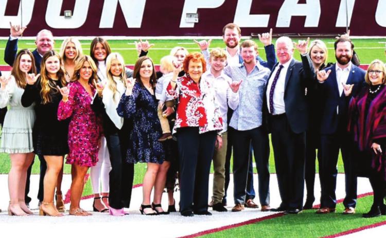 The Bain and Schaeffer families joined WT AMU administration and coaching staff for the announcement of the WT AMU Bain Schaeffer Buffalo Stadium name change. Mike Bain and David Schaeffer spoke at the event The families recently donated $5M to WTAMU and are longtime supporters of the university.