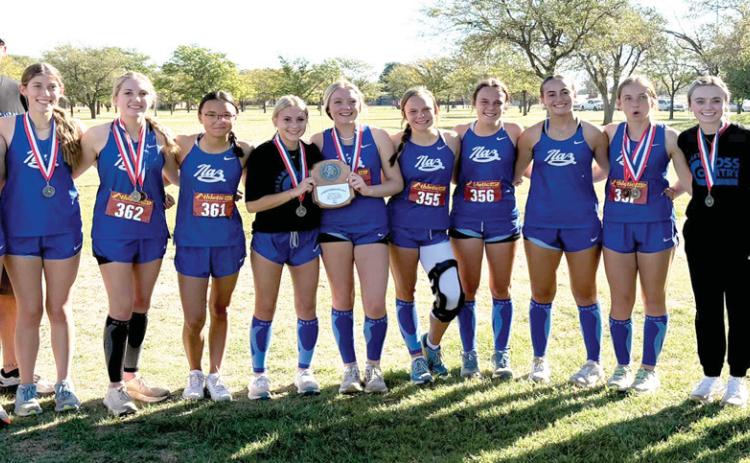 Nazareth Varsity and JV Girls XC teams competed at the District Championships. Nazareth Varsity — 2nd place team.Varsity members include Madison Brockman, 5th,Jolee Pigg, 6th, Mallory Wilhelm, 12th, Bridget Osterkamp, 14th, Zeli Olivas, 21st, Allie Pittillo, 23rd, Brynli Schilling, 24th. JV team members include Kyndrey Branum, 5th, McKinley Moore, 7th, Sydney Branum, 8th, Kira Patzold, 18th. The Varsity team advances to the Regional Meet at Mae Simmons in Lubbock on Oct. 22 and will run at 9 a.m.