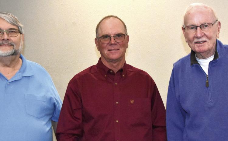 ELECTED TO NEW TERMS—Board members of the Hereford Texas Federal Credit Union elected to new terms at the 89th annual meeting include David Collins, chairman, Walter Paetzold, and Joe Kerr. (Photo by Jim Steiert)