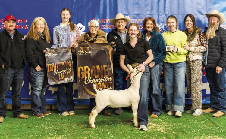 Ritzy Millican is pictured with her Grand Champion Goat at this year’s Castro County Junior Livestock Show.