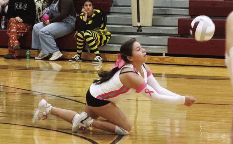 Mariah Briones dives for the ball