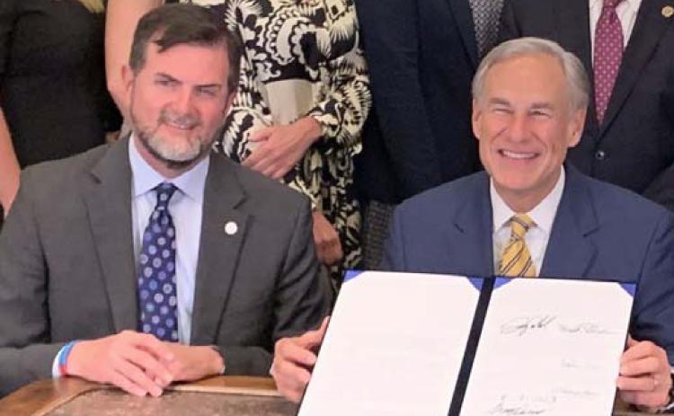 State Senator Brandon Creighton and Gov. Greg Abbott