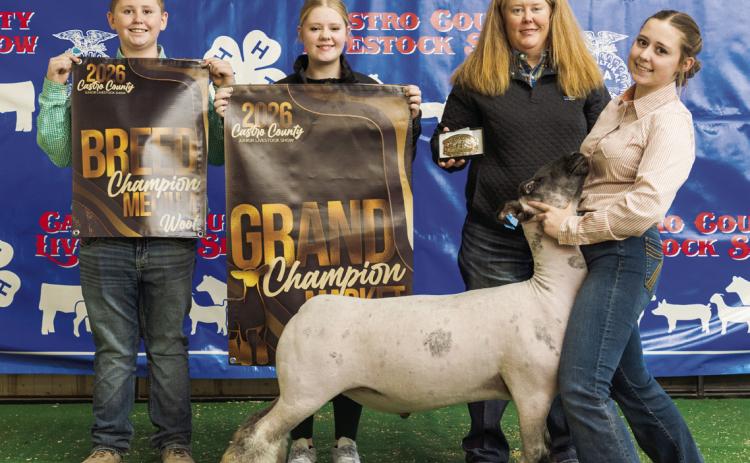 Rylee Scholz is pictured with her Grand Champion Lamb at this year's Castro County Junior Livestock Show.