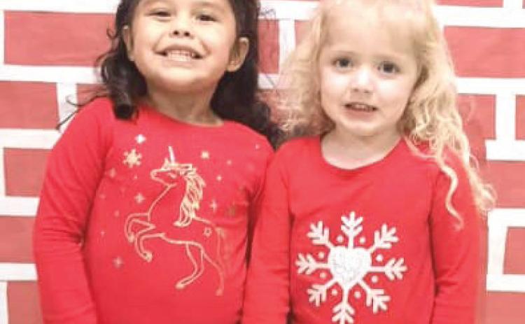 RES students get green and red for Day 1 of the 12 days of Christmas.