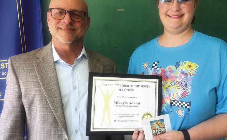 Rotary Teacher of the Month from Tulia Elementary School Mrs. Mikayla Adams