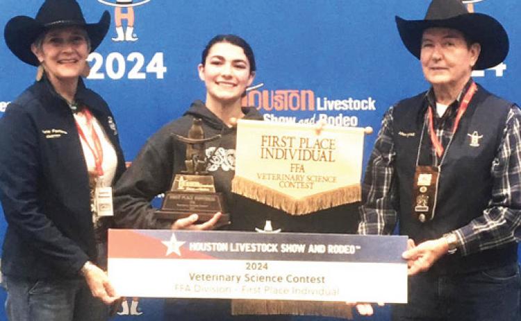 Nazareth FFA Gracie White was named Vet Science Champion – Individual - at the Houston Livestock Show.