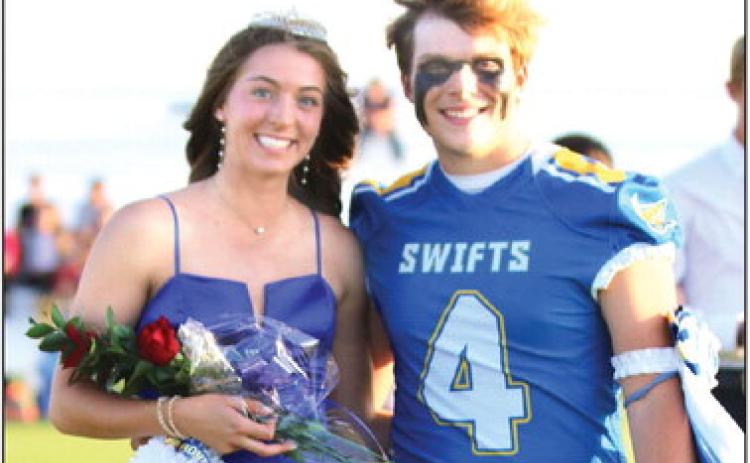 Nazareth ISD celebrated homecoming this past weekend. (top photo) Nazareth Homecoming Queen Riley Ramaekers and escort Owen Dyer. (bottom photo) Nazareth Homecoming Queen’s Court: Freshman Bridget Osterkamp, Junior Gracie Raef, Senior Riley Ramaekers, Senior Harley Gerber, Senior Summer Myrick and Sophomore Jentri Birkenfeld.