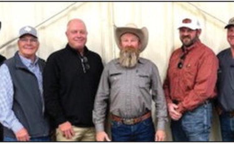Castro County Farm Bureau hosted their annual County Convention on Oct. 21 at the Castro County Expo Building. Farm Bureau members in attendance were treated to a BBQ meal and door prizes. Election of officers was held and new business for the year discussed. Shown are Rodney Hunter, Norman Gerber, Codi Cleavinger, Matt Gfeller, Jason Wooten, Zach Smith and Mason Kleman and Dale Wilhelm.