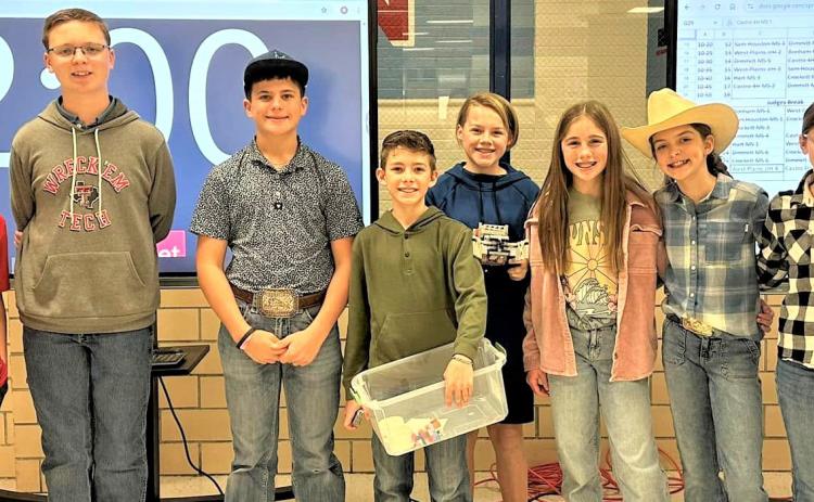 Castro County 4-H robotics teams did well at the Texas Tech GEAR trial run. In just one month, four teams prepared robots for the competition and learned to work as teams. Elementary division teams at the TT GEAR were Harper Rowland, Kimber Schenk and Laikyn Nelson (1st place) and Benson Birkenfeld, Mason Mireles, and Wyatt Bennett (2nd place). Middle School division teams include Copper Farris, Drew Bennett, and Gus Olson (1st place) and Sawyer Gibson, Griffin Neinst and Yates Olson (3rd place).