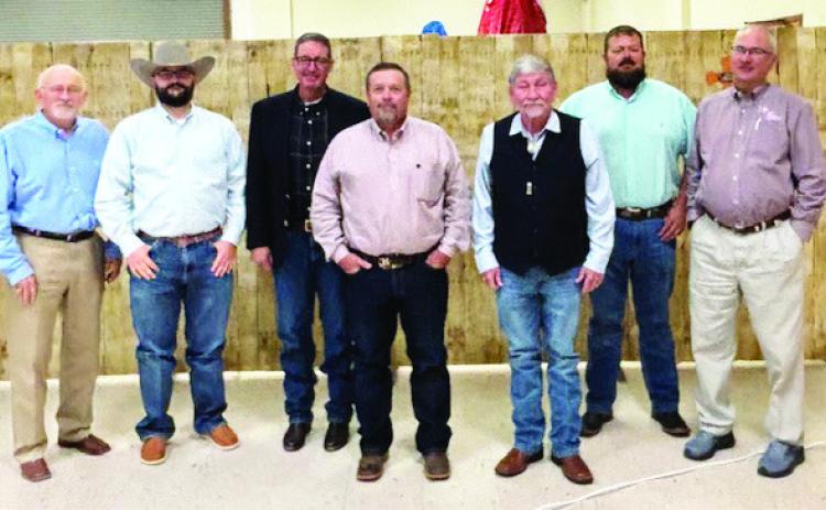 Mark True-Texas Farm Bureau District 2 State Director, Tanner Anderson-Texas Farm Bureau Field Representative, Barry Evans-County President, Dennis McCaslin, Harold Drake, Quade Roach and Jason Cantrell-Agency Manager