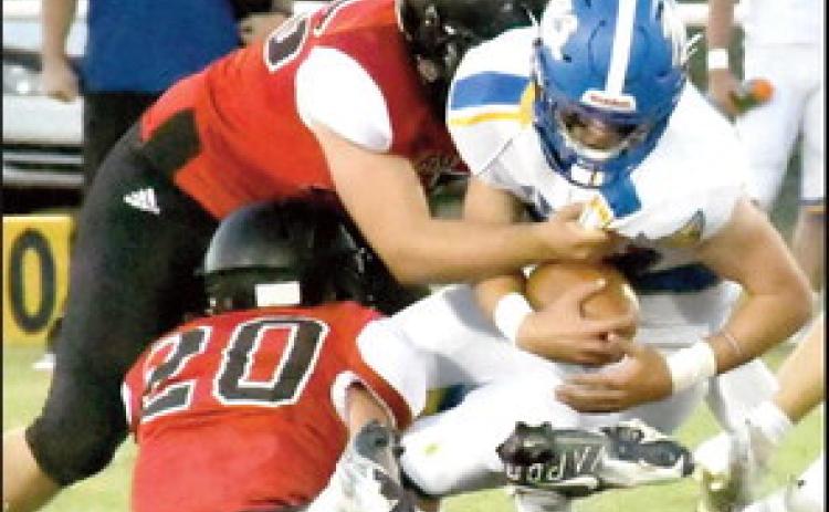 Hard running by Luke Schulte gave the Nazareth Swifts three touchdowns in the game against the Whitharral Panthers, with 23 carries fpr 144 yards. Nazareth heads north Friday to take on Miami at 7:30 p.m. (Photos by Jay Kelley)