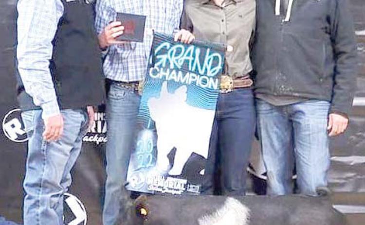 Nazareth FFA Jet Ramaekers and his Hampshire won the Grand Champion title and $2,000 payout at the Russell Johnson Memorial Swine Jackpot in Tulia on Dec. 10-11.