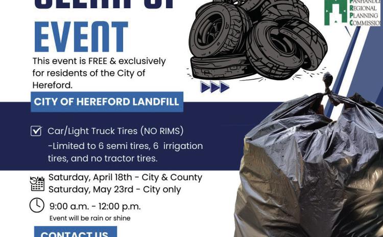 This week’s Deaf Smith County Chamber of Commerce Member Spotlight is on the City of Hereford. Today there is a Free Scrap Tire Clean-Up Event. City and County residents are invited to take advantage of this opportunity to properly dispose of old tires at no cost.