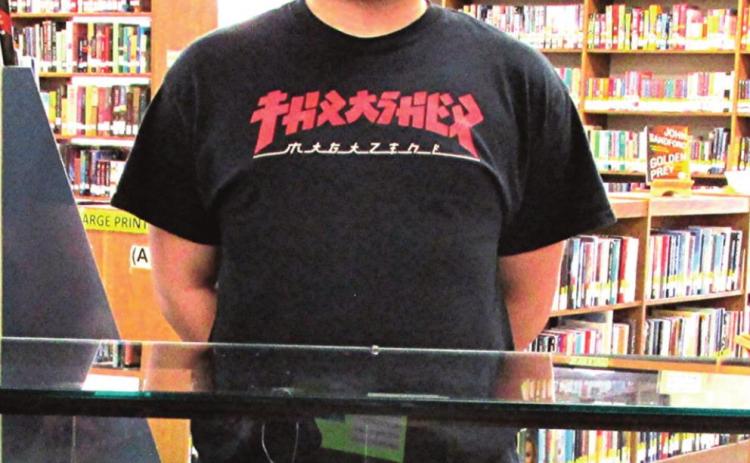 DHS Mykhal Diaz is the Rhoads Memorial Library Displayer of the Month for May.