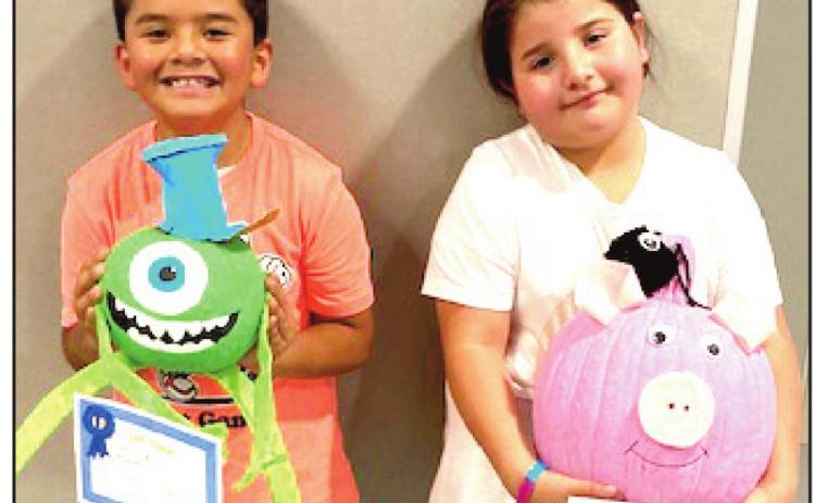 RES Pumpkin Contest Winners - Second Grade: Janelle Lopez, 1st place; Levi Ontiveros, 2nd place.
