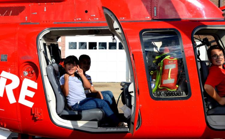 Aero Care joined in National Night Out, landing a helicopter next to the courthouse.