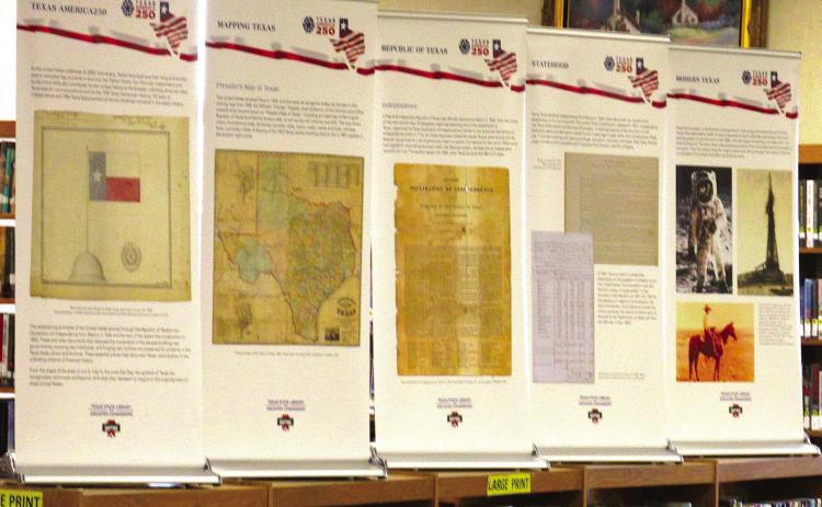 Rhoads Memorial Library is the site of five pop-up banners recalling historic moments in Texas history. The display is provided by the Texas State Library and Archives Commission in time for the 250th anniversary of the United States.