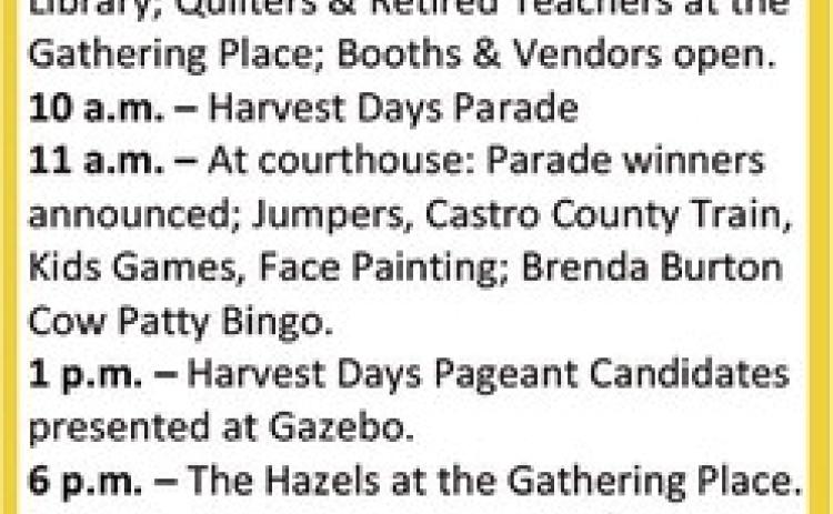 Harvest Day Schedules & Activities