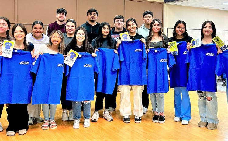 Dimmitt High School seniors who participated in the Amarillo College Dual Credit program were presented t-shirts from AC for earning 15 or more college credit hours.