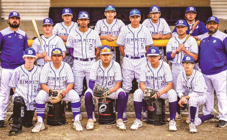 Dimmitt Bobcats Varsity Baseball: #1 Javier Fuentes, #2 Javion Casas, #3 Trey Aquero, #4 Mario Lopez, #5 Ryan Nino, #6 Daegan Robertson, #7 Xayvion Gonzalez, #8 Santiago Chavez, #10 Cristian Hernandez, #11 Edwin Macias, #12 Oscar Rodriguez, #13 Jorge Pena, #21 Victor Flores, #22 Jose Medina, #23 Juan Anima. Coaches: Jesus Quiroz, Gerardo Prieto, Zach Holguin (photo by Crystal Nino)