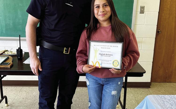 Student of the Month – Mariah Briones