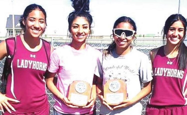 Ladyhorns relay team, Paizlie Reyna Mata, Mia Minjarez, Elycia Gonzalez, Toree Jo Evans, won the 4x100 meter relay and 4x200 meter at the Area contest and will advance to Regionals. The 4x200 team also set a Hart High School record, running 1:49.8.