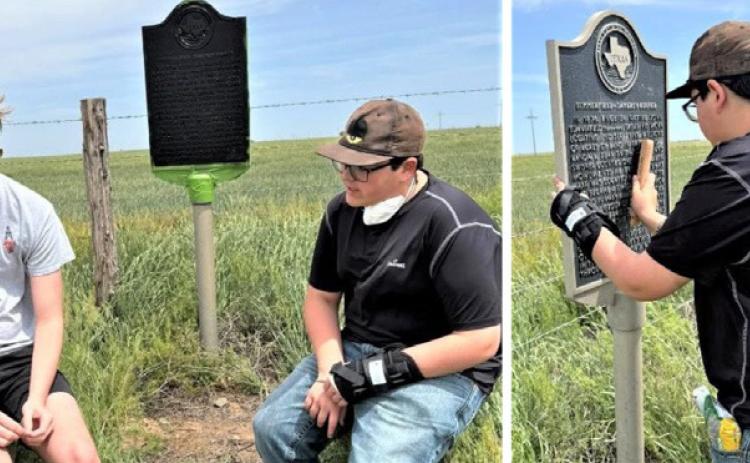 Castro County 4-H Spencer Acker and Remington Meador recently the Summerfi eld-Dameron Corner historical marker as a part of the Restoring History: One Marker at a Time. The will compete for a chance to compete at the competition. During the past two years, they have restored about half the historical markers in Castro County thus far.