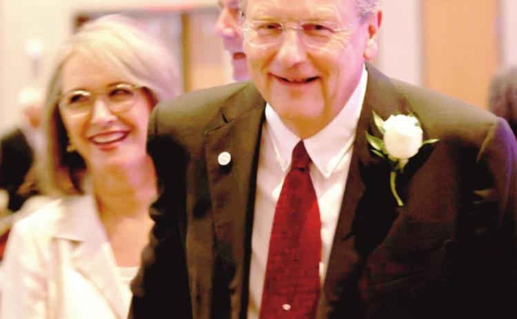 David Schaeffer and wife Sherry enter The Phoenix during the WTAMU homecoming celebration where WTAMU Distinguished Alumni classes for the 2020 and were honored.(Photo courtesy of Chip Chandler, WTAMU)