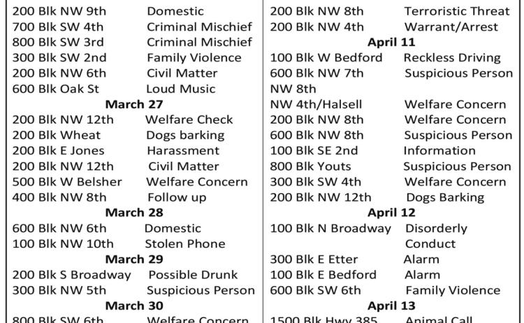 Dimmit Police Department Calls