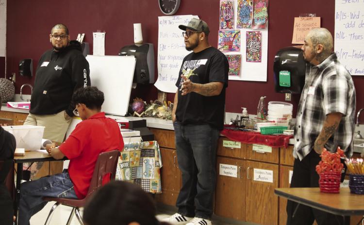 Mister Placasos Tattoo artists were the most recent guest speakers in the Tulia Junior High Art Class. They talked about their art, their training and their experiences in getting