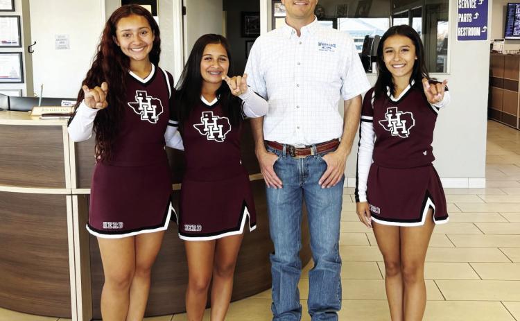 Business of the week shout out! The Hereford cheerleaders are excited to recognize our very own WHITEFACE FORD dealership as our business of the Week! A huge THANK YOU to WHITEFACE FORD for being a supporter of the Hereford cheer booster club! Your continued support helps us cheer louder and stronger, and represent our community with pride! Pictured are (from left) Arianna Ceballos, Makyra Mungia, Jon Galland and Makayla Mungia.