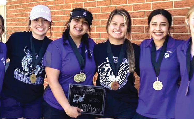 Muleshoe Golf Tournament – DHS girls – first place team. Alexis Quiroz, first place; Renata Rodriguez, third place. The Bobbies also tied for first place at the Tulia Golf Tourney, with Alexis Quiroz placing 3rd overall.