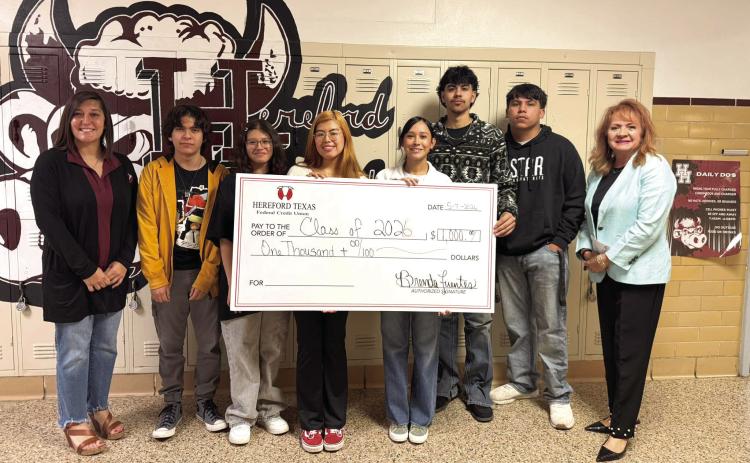 Hereford Texas Federal Credit Union recently presented the Hereford High School Class of 2026 with a generous $1,000 donation.