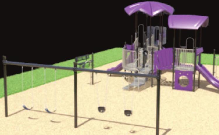 Rendering of the new city park playground equipment.