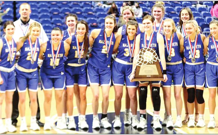 The Nazareth Swiftettes bring home the runner up trophy from the state championship finals.